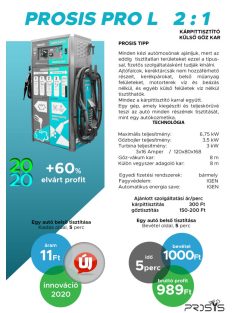   Prosis Pro L 2:1 Ipari Önkiszolgáló Gőztisztító és Kárpittisztító Berendezés felújított, újszerű állapotban